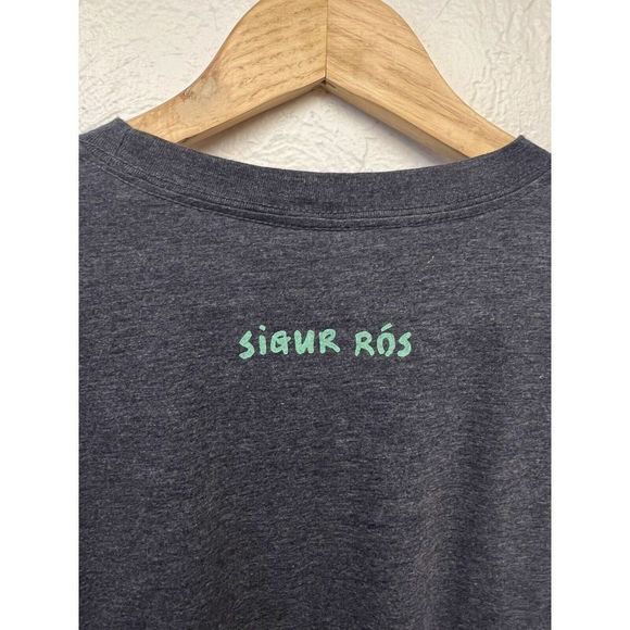 Sigur Ros Band Concert T Shirt Size Large Green Grey Design Jonsi Vintage - Picture 5 of 5